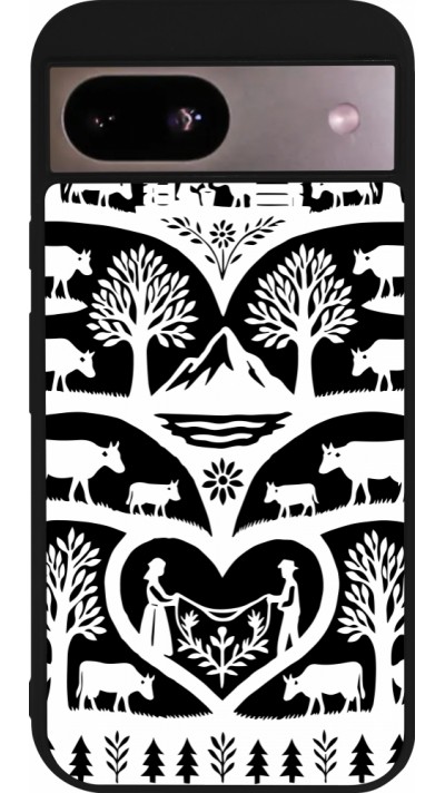 Coque Google Pixel 8a - Silicone rigide noir Poya Suisse 2 noir