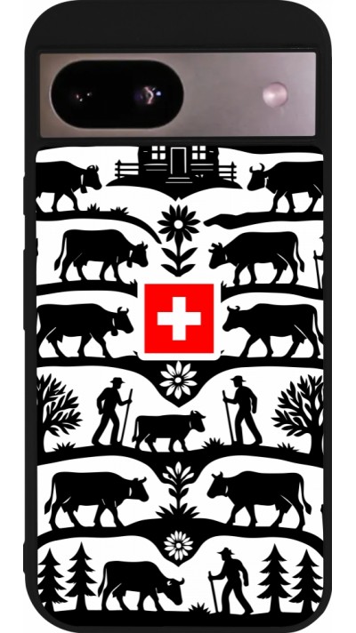 Coque Google Pixel 8a - Silicone rigide noir Poya Suisse 3