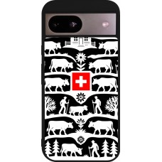 Coque Google Pixel 8a - Silicone rigide noir Poya Suisse 3 noir