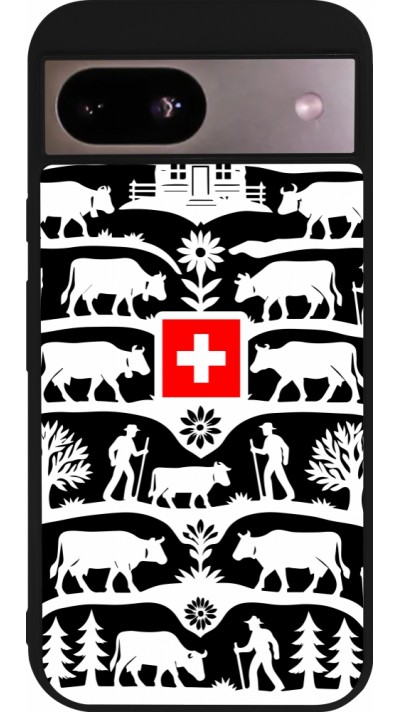 Coque Google Pixel 8a - Silicone rigide noir Poya Suisse 3 noir