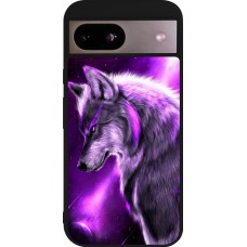 Coque Google Pixel 8a - Silicone rigide noir Purple Sky Wolf
