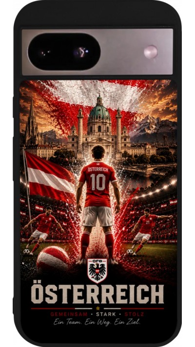 Coque Google Pixel 8a - Silicone rigide noir Football Autriche splash 2026