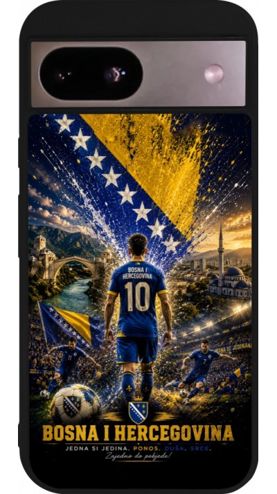 Coque Google Pixel 8a - Silicone rigide noir Football Bosnie-Herzégovine splash 2026