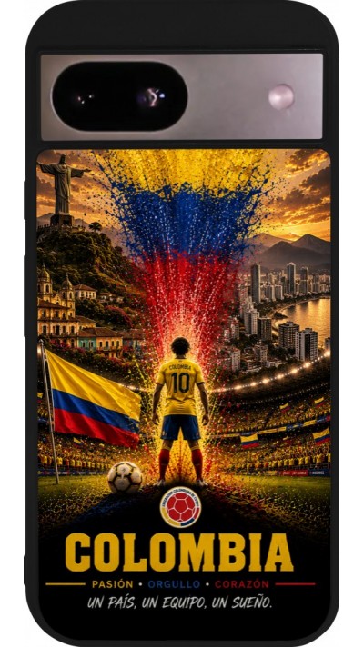 Coque Google Pixel 8a - Silicone rigide noir Football Colombie splash 2026