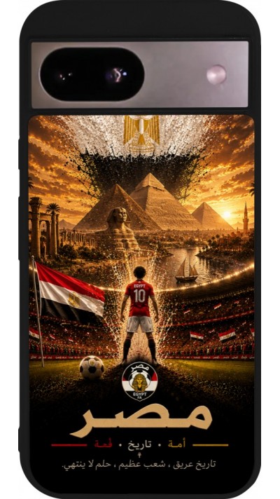 Coque Google Pixel 8a - Silicone rigide noir Football Égypte splash 2026