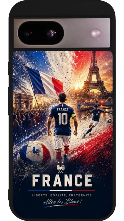 Coque Google Pixel 8a - Silicone rigide noir Football France splash 2026