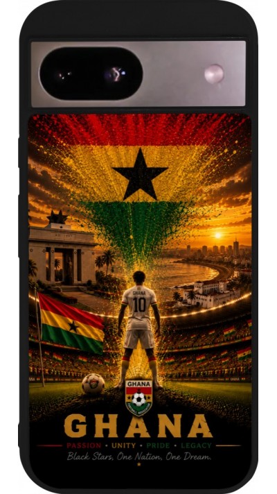 Coque Google Pixel 8a - Silicone rigide noir Football Ghana splash 2026