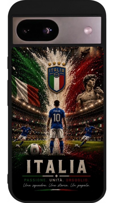 Coque Google Pixel 8a - Silicone rigide noir Football Italie splash 2026
