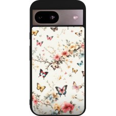 Coque Google Pixel 8a - Silicone rigide noir Spring 25 Papillons Légers