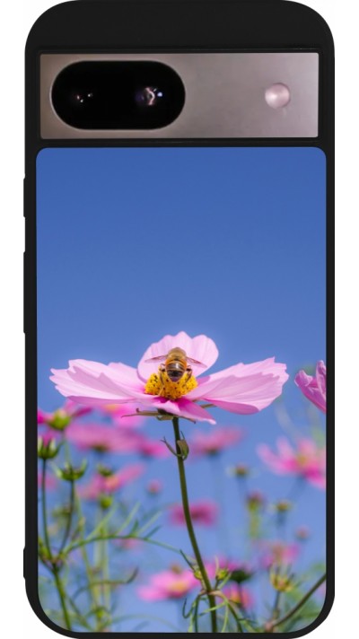Coque Google Pixel 8a - Silicone rigide noir Bee on a flower 2026