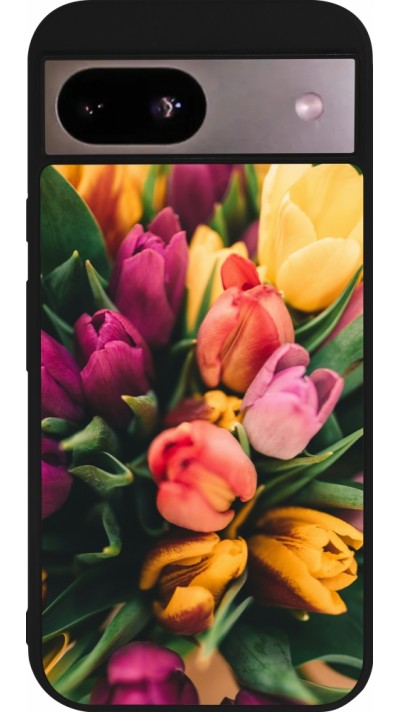 Coque Google Pixel 8a - Silicone rigide noir Bouquet of tulips 2026