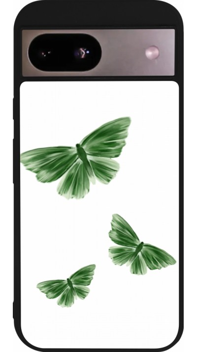 Coque Google Pixel 8a - Silicone rigide noir Butterflies 2026