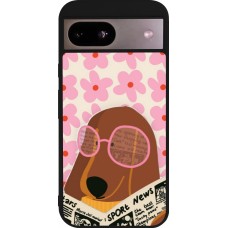 Coque Google Pixel 8a - Silicone rigide noir Dog with newspaper Spring 2026