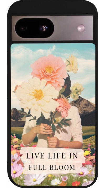 Coque Google Pixel 8a - Silicone rigide noir Live life in full moon 2026