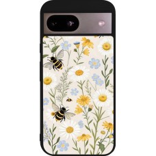 Coque Google Pixel 8a - Silicone rigide noir Pattern bees Spring 2026