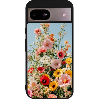 Coque Google Pixel 8a - Silicone rigide noir Spring flowers Spring 2026