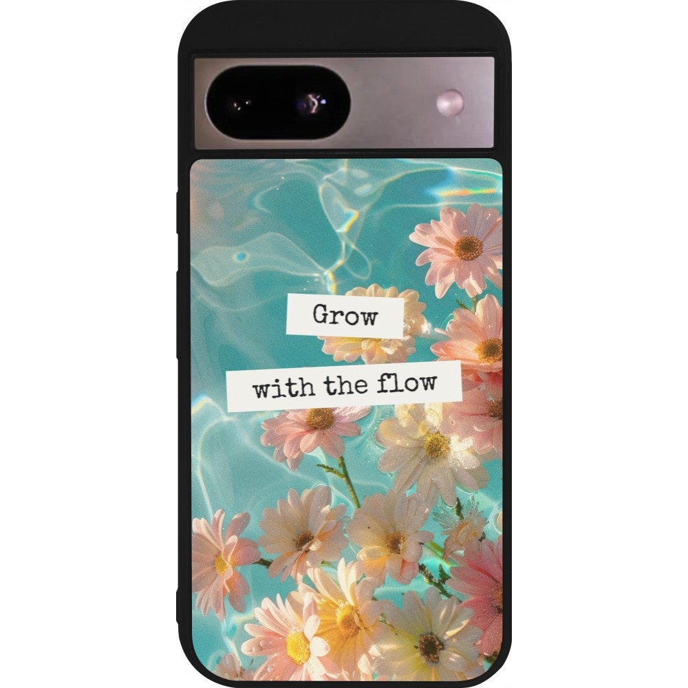 Coque Google Pixel 8a - Silicone rigide noir Summer 2025 Grow with the flow