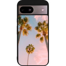 Coque Google Pixel 8a - Silicone rigide noir Summer 2025 Palmiers