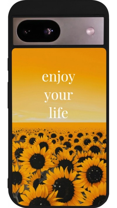 Coque Google Pixel 8a - Silicone rigide noir Summer 2026 Enjoy your life