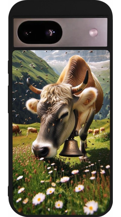 Google Pixel 8a Case Hülle - Silikon schwarz Kuh Berg Wallis