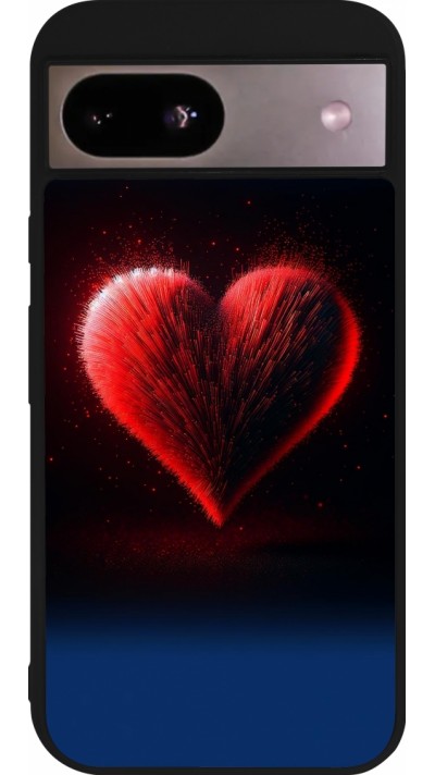 Google Pixel 8a Case Hülle - Silikon schwarz Valentin 2025 rotes Herz