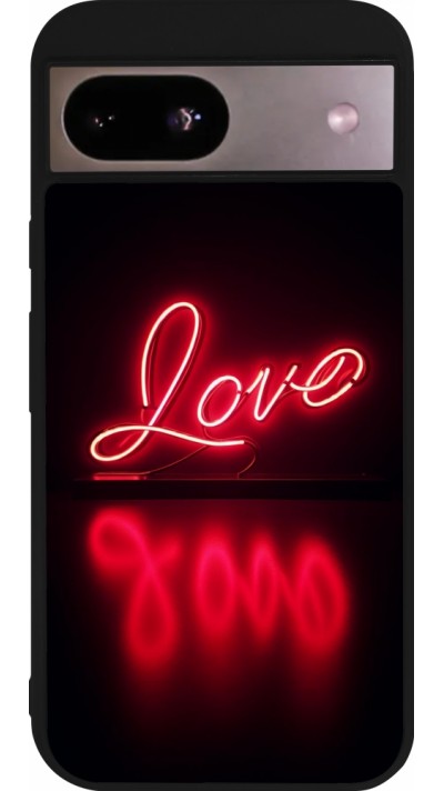 Google Pixel 8a Case Hülle - Silikon schwarz Valentine 2025 Neon Liebe