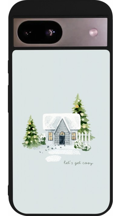 Coque Google Pixel 8a - Silicone rigide noir Winter 25 Cosy House