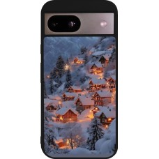 Coque Google Pixel 8a - Silicone rigide noir Winter 25 Winter snowy village