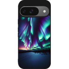 Coque Google Pixel 9 / Pixel 9 Pro - Silicone rigide noir Aurore Boréale Étincelante