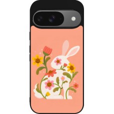 Coque Google Pixel 9 / Pixel 9 Pro - Silicone rigide noir Easter 2026 Rabbit collage