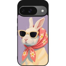 Coque Google Pixel 9 / Pixel 9 Pro - Silicone rigide noir Easter 2026 Rabbit with scarf