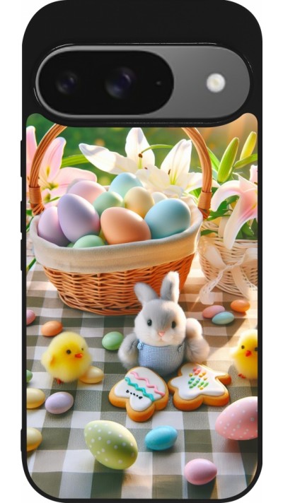 Google Pixel 9 / Pixel 9 Pro Case Hülle - Silikon schwarz Ostern 2025 Osterkorb
