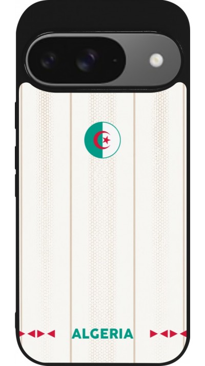 Coque Google Pixel 9 / Pixel 9 Pro - Silicone rigide noir Maillot de football Algérie 2026 personnalisable