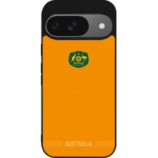 Coque Google Pixel 9 / Pixel 9 Pro - Silicone rigide noir Maillot de football Australie 2026 personnalisable