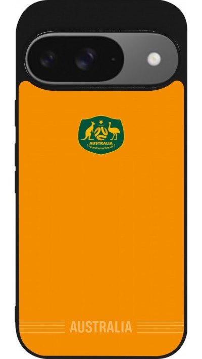 Coque Google Pixel 9 / Pixel 9 Pro - Silicone rigide noir Maillot de football Australie 2026 personnalisable