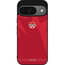 Coque Google Pixel 9 / Pixel 9 Pro - Silicone rigide noir Maillot de football Canada 2026 personnalisable