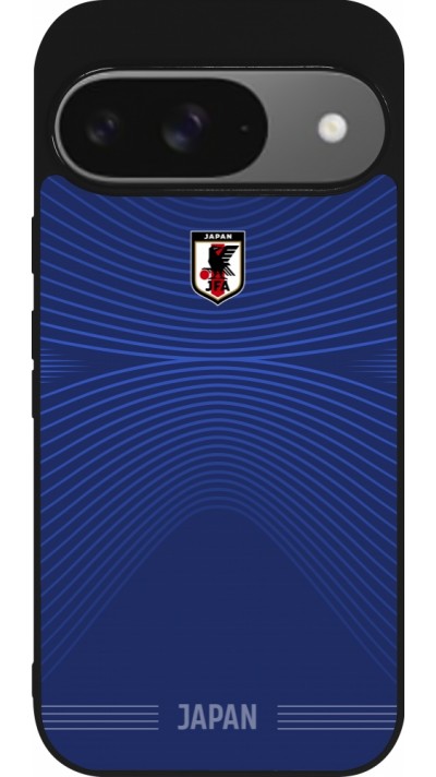 Coque Google Pixel 9 / Pixel 9 Pro - Silicone rigide noir Maillot de football Japon 2026 personnalisable