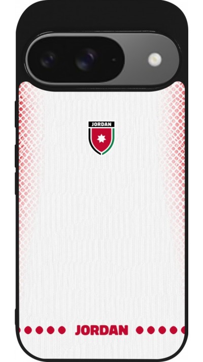 Coque Google Pixel 9 / Pixel 9 Pro - Silicone rigide noir Maillot de football Jordanie 2026 personnalisable