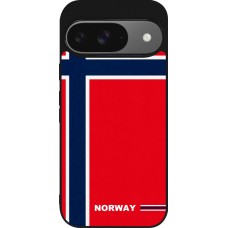 Coque Google Pixel 9 / Pixel 9 Pro - Silicone rigide noir Maillot de football Norvège 2026 personnalisable