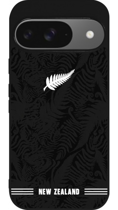 Coque Google Pixel 9 / Pixel 9 Pro - Silicone rigide noir Maillot de football Nouvelle-Zélande 2026 personnalisable