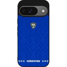 Coque Google Pixel 9 / Pixel 9 Pro - Silicone rigide noir Maillot de football Ouzbékistan 2026 personnalisable