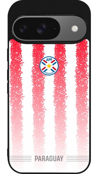 Coque Google Pixel 9 / Pixel 9 Pro - Silicone rigide noir Maillot de football Paraguay 2026 personnalisable