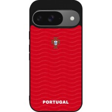 Coque Google Pixel 9 / Pixel 9 Pro - Silicone rigide noir Maillot de football Portugal 2026 personnalisable