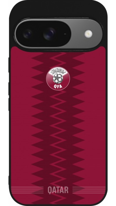Coque Google Pixel 9 / Pixel 9 Pro - Silicone rigide noir Maillot de football Qatar 2026 personnalisable