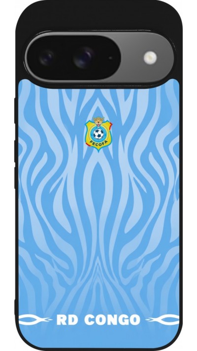 Coque Google Pixel 9 / Pixel 9 Pro - Silicone rigide noir Maillot de football RD Congo 2026 personnalisable