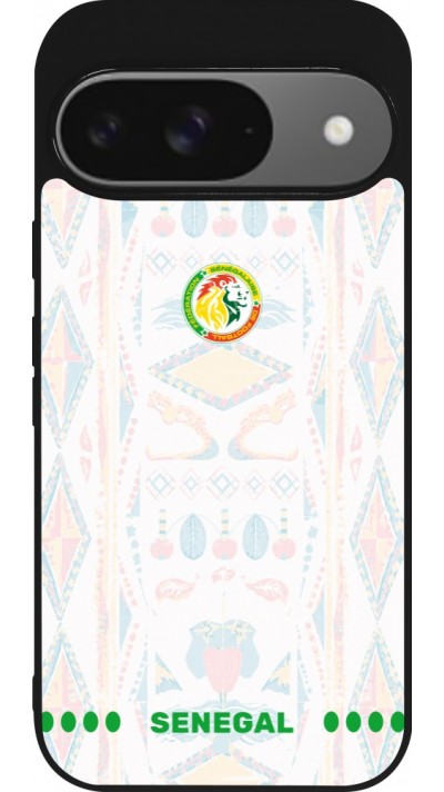 Coque Google Pixel 9 / Pixel 9 Pro - Silicone rigide noir Maillot de football Sénégal 2026 personnalisable