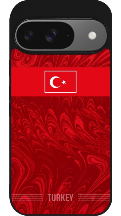 Coque Google Pixel 9 / Pixel 9 Pro - Silicone rigide noir Maillot de football Turquie 2026 personnalisable