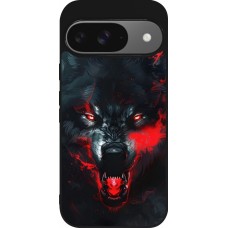 Coque Google Pixel 9 / Pixel 9 Pro - Silicone rigide noir Halloween 2024 mad werewolf