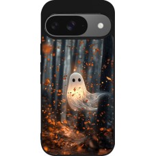 Coque Google Pixel 9 / Pixel 9 Pro - Silicone rigide noir Halloween 2025 Ghost in the forest