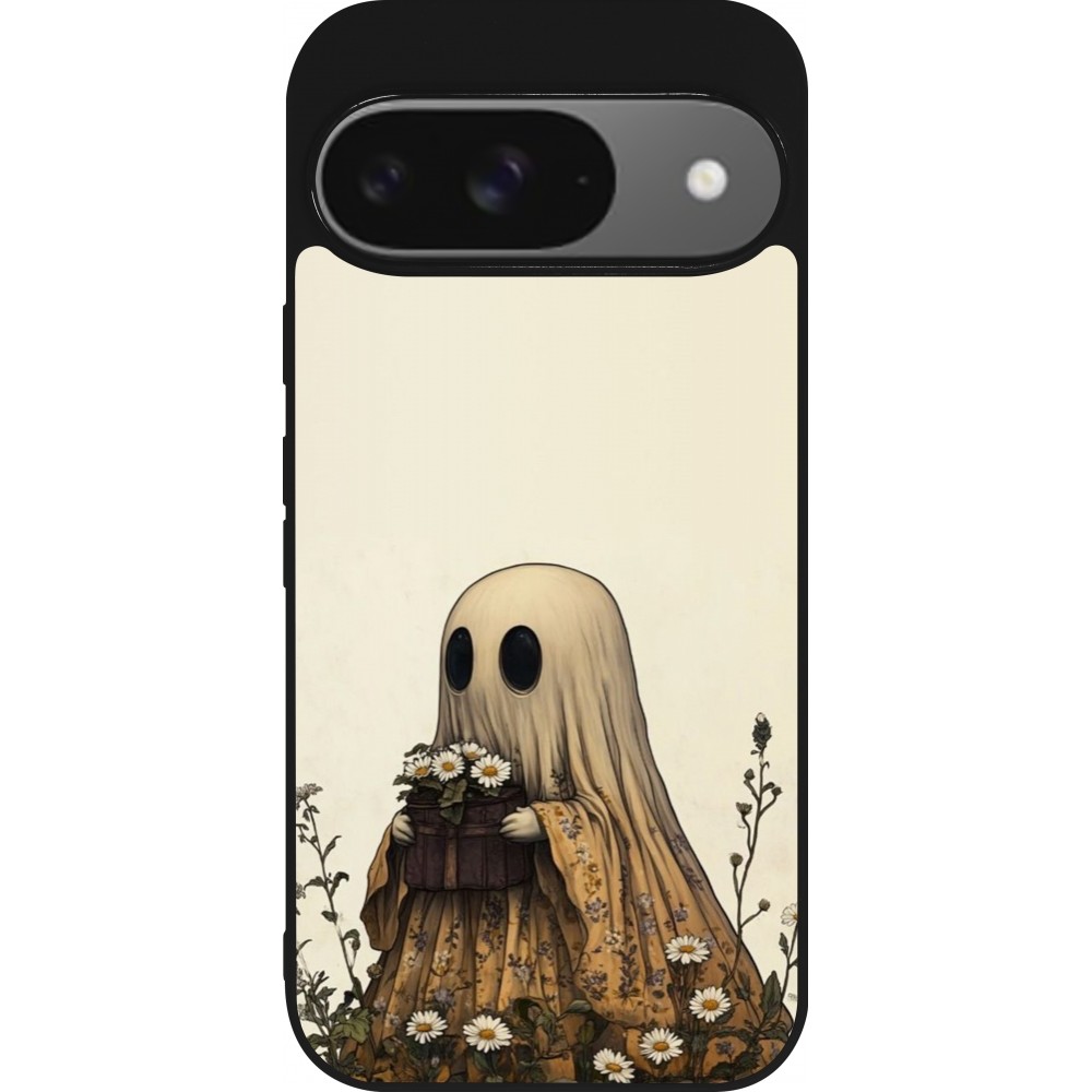 Coque Google Pixel 9 / Pixel 9 Pro - Silicone rigide noir Halloween 2025 Ghost gardener
